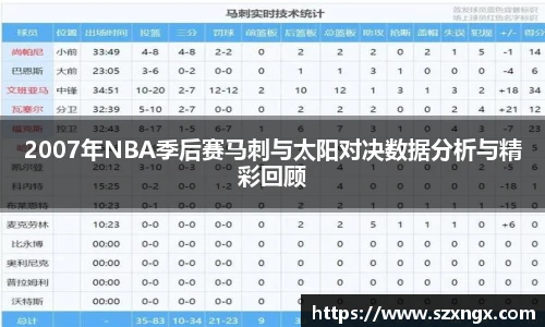 2007年NBA季后赛马刺与太阳对决数据分析与精彩回顾